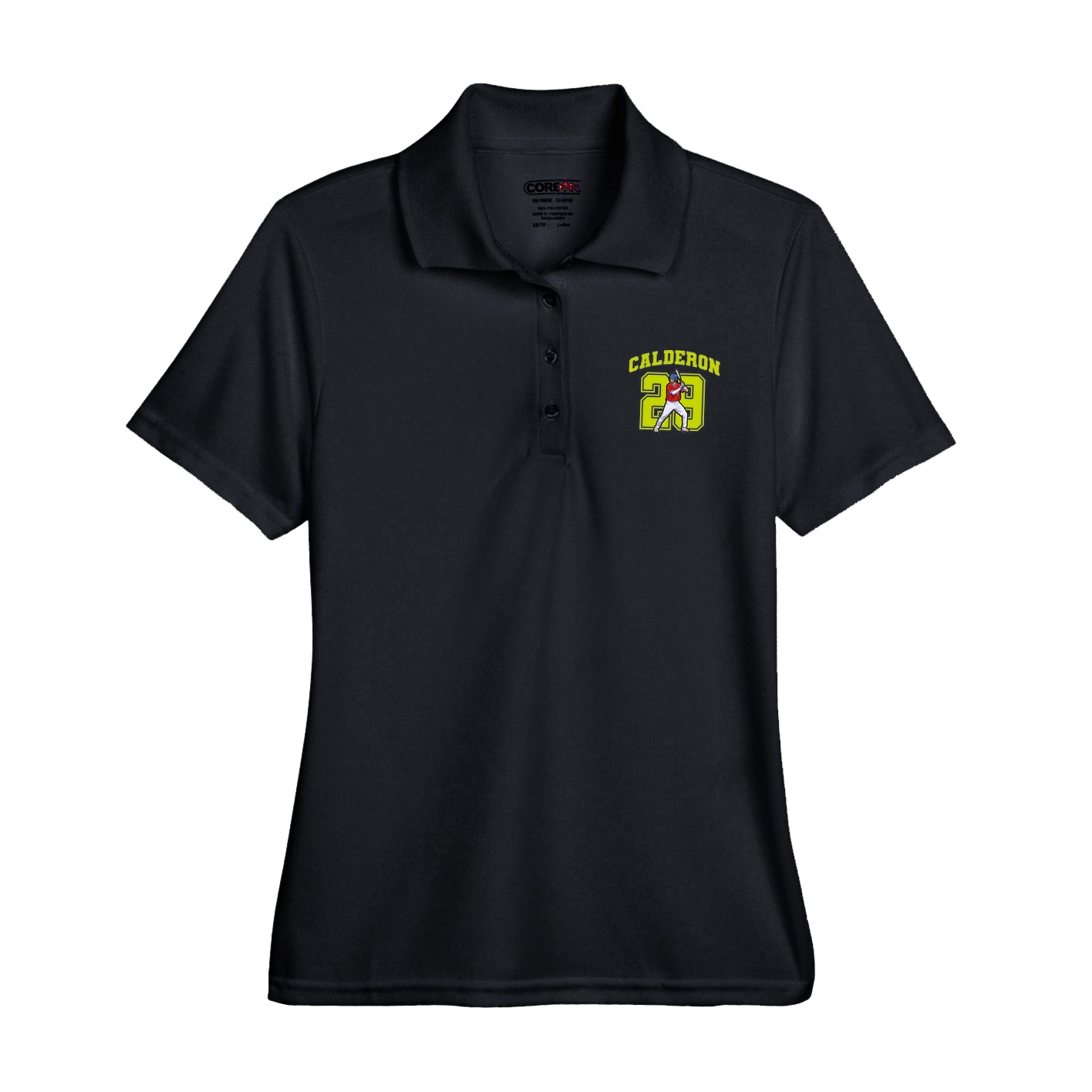 Womens Performance Polo — Number in Black