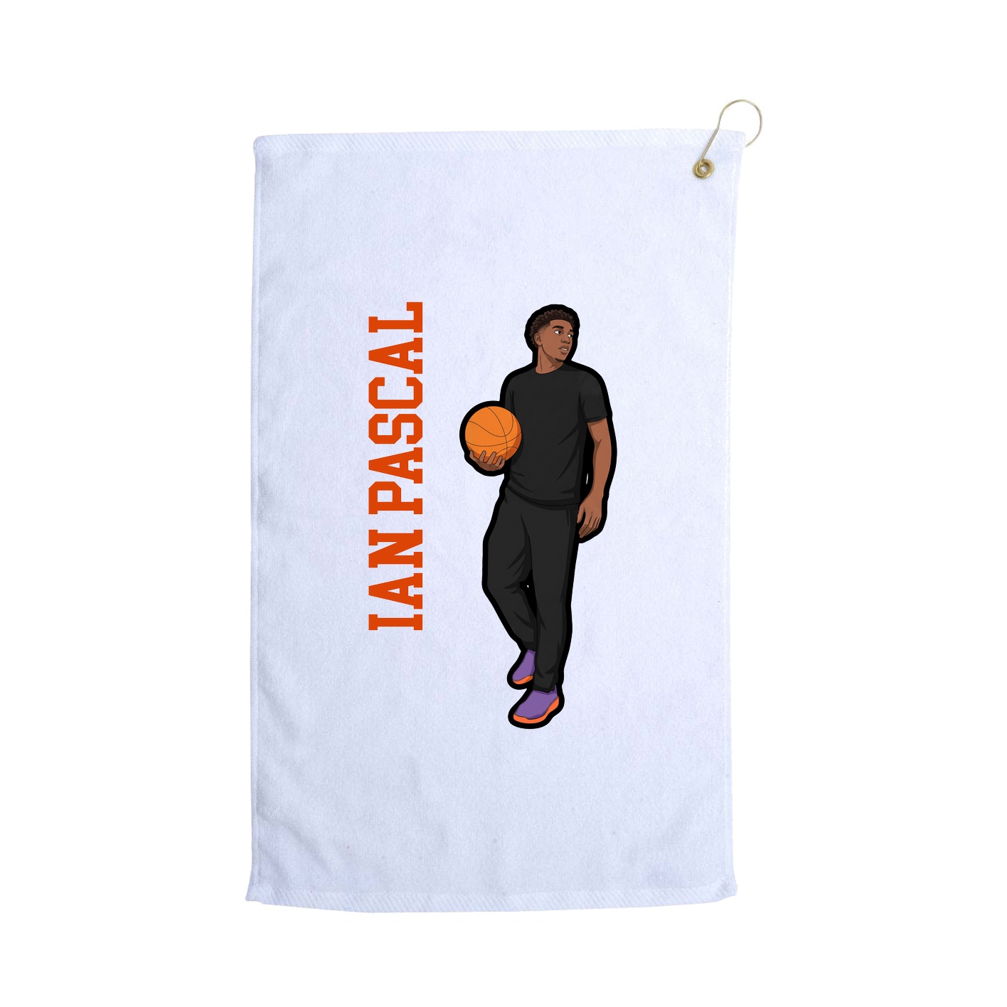Golf Towel — Name Vertical in White