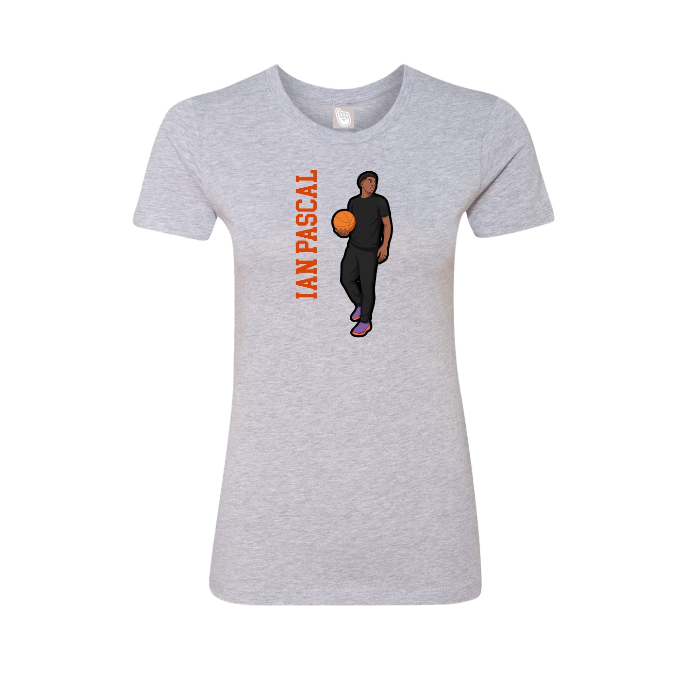 Fitted Women's Tee — Name Vertical in Grey