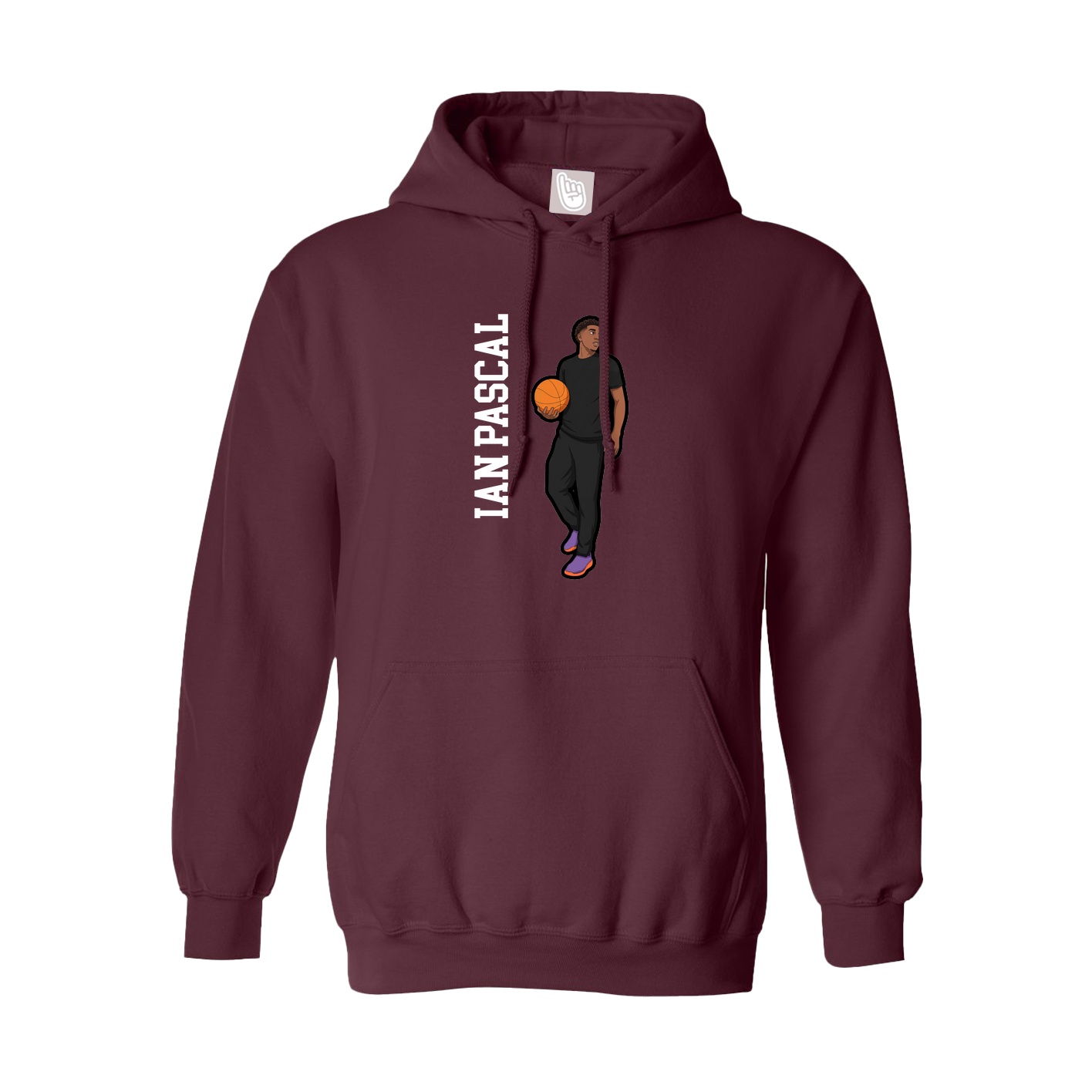 Youth Hoodie — Name Vertical in Maroon