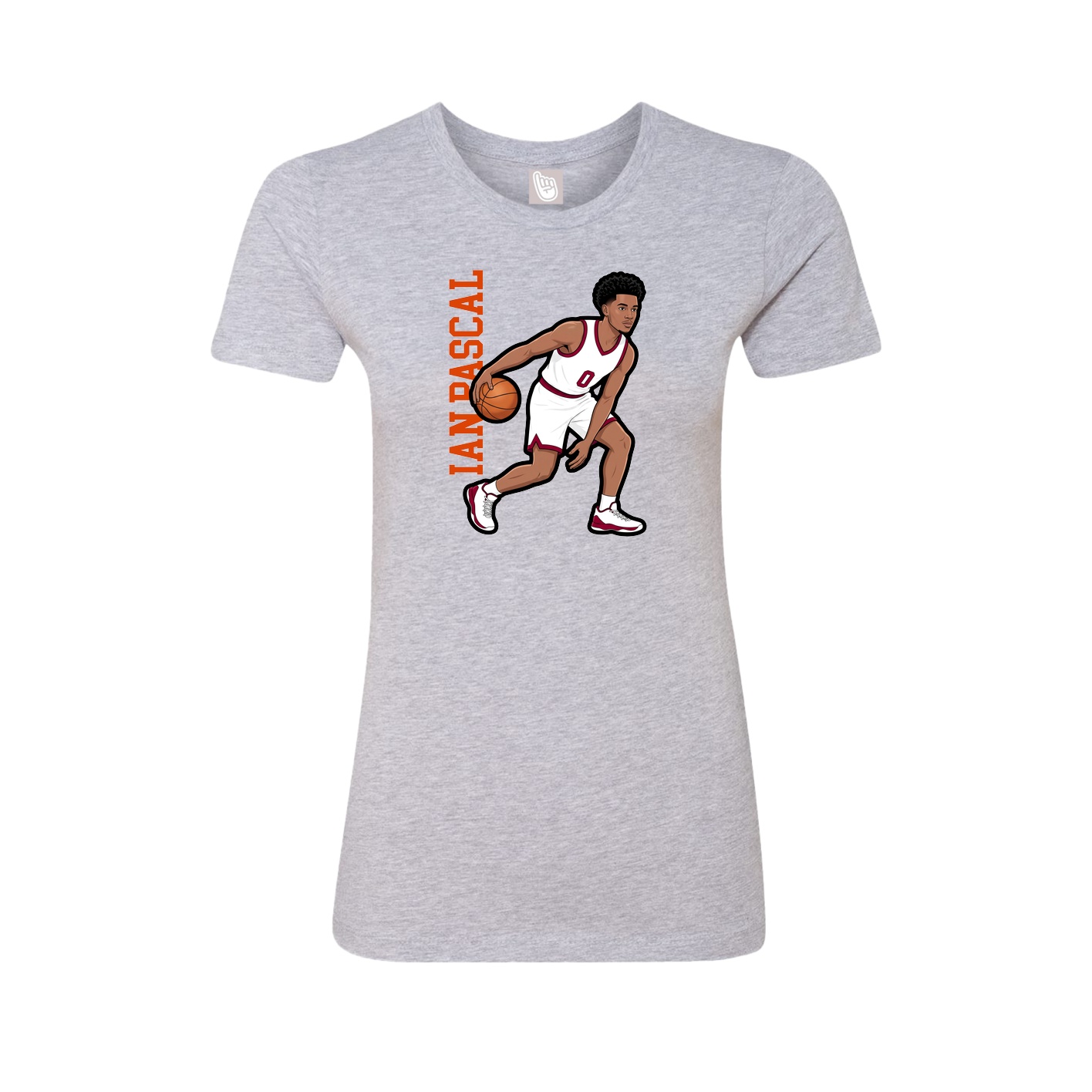 Fitted Women's Tee — Name Vertical in Grey
