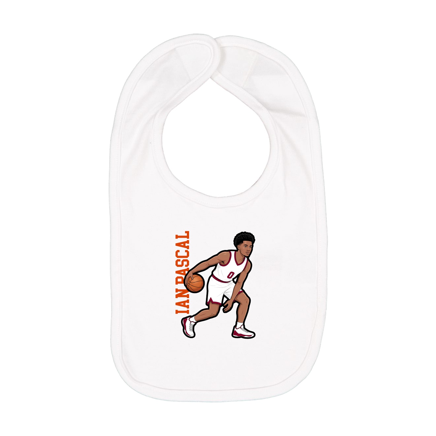 Infant Bib — Name Vertical in White