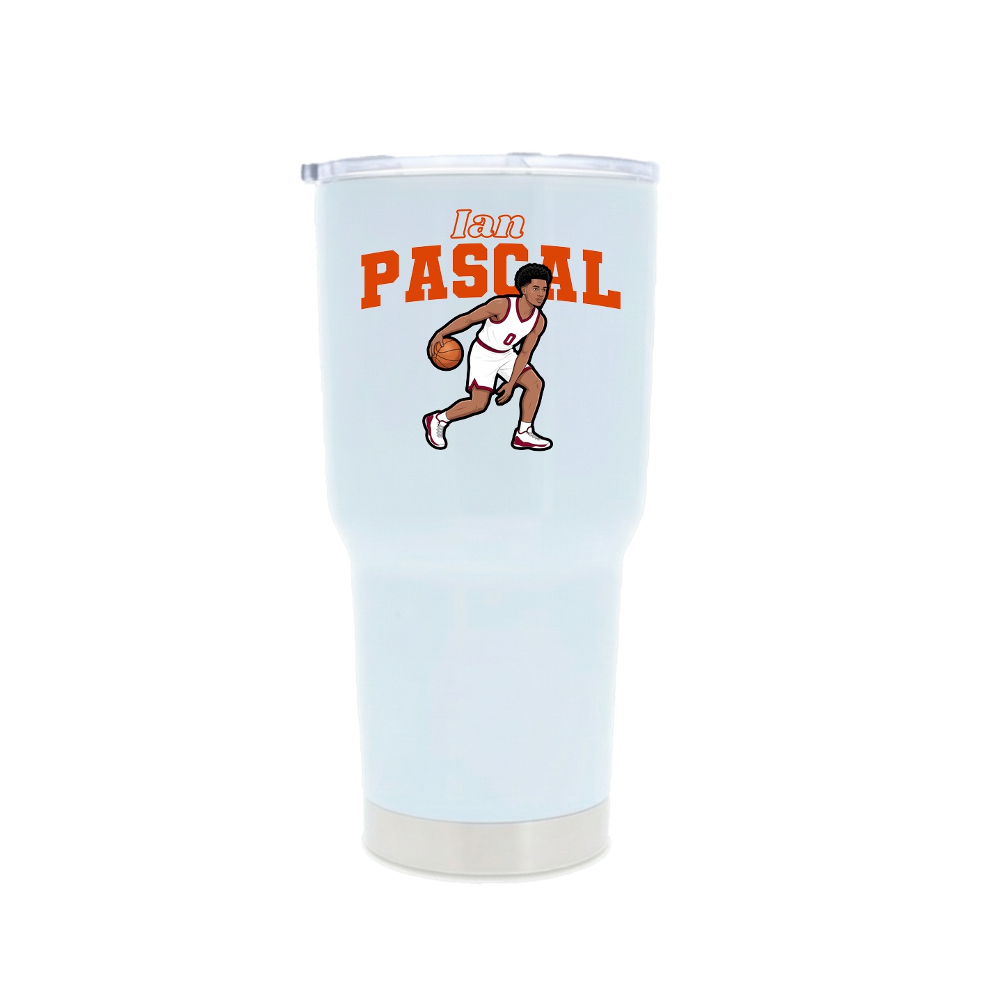 30oz Stainless Steel Tumbler — Name Arch in White
