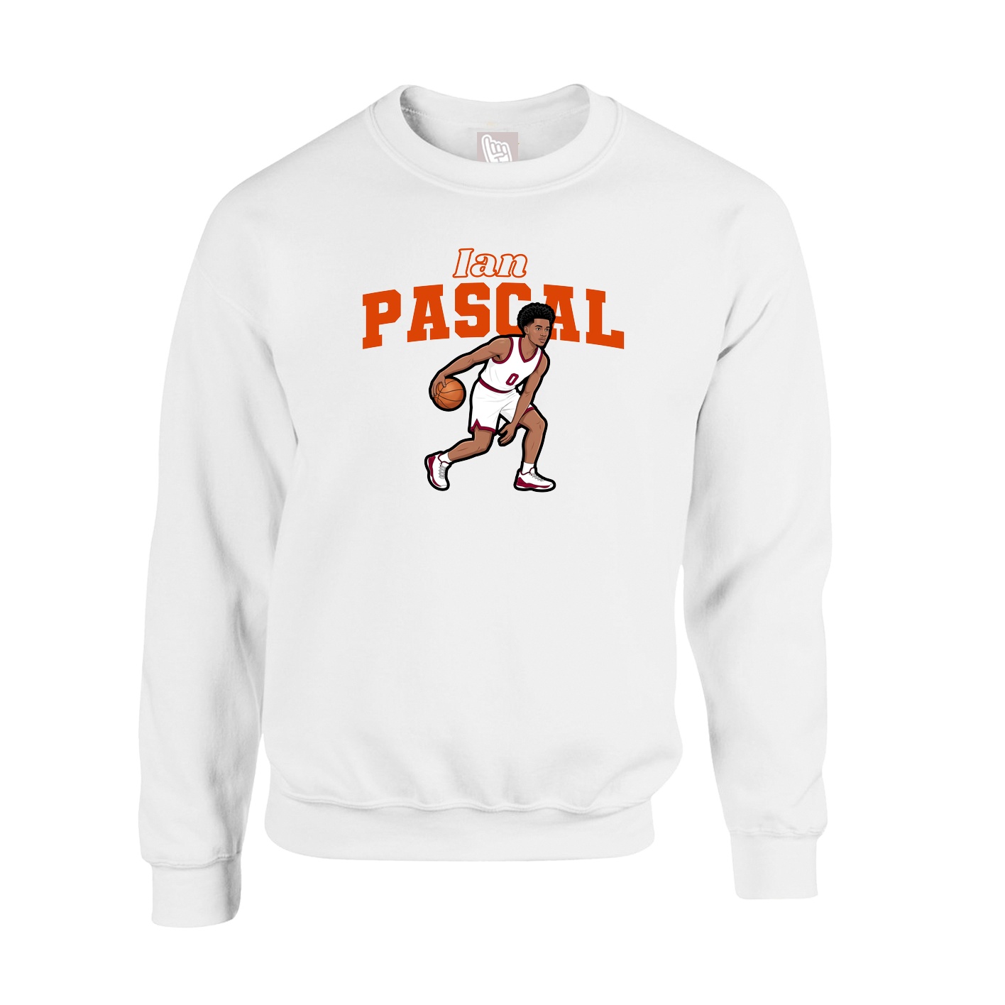 Fleece Crew — Name Arch in White