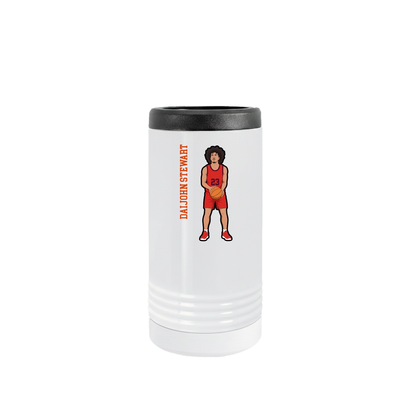 Slim Beverage Holder — Name Vertical in White