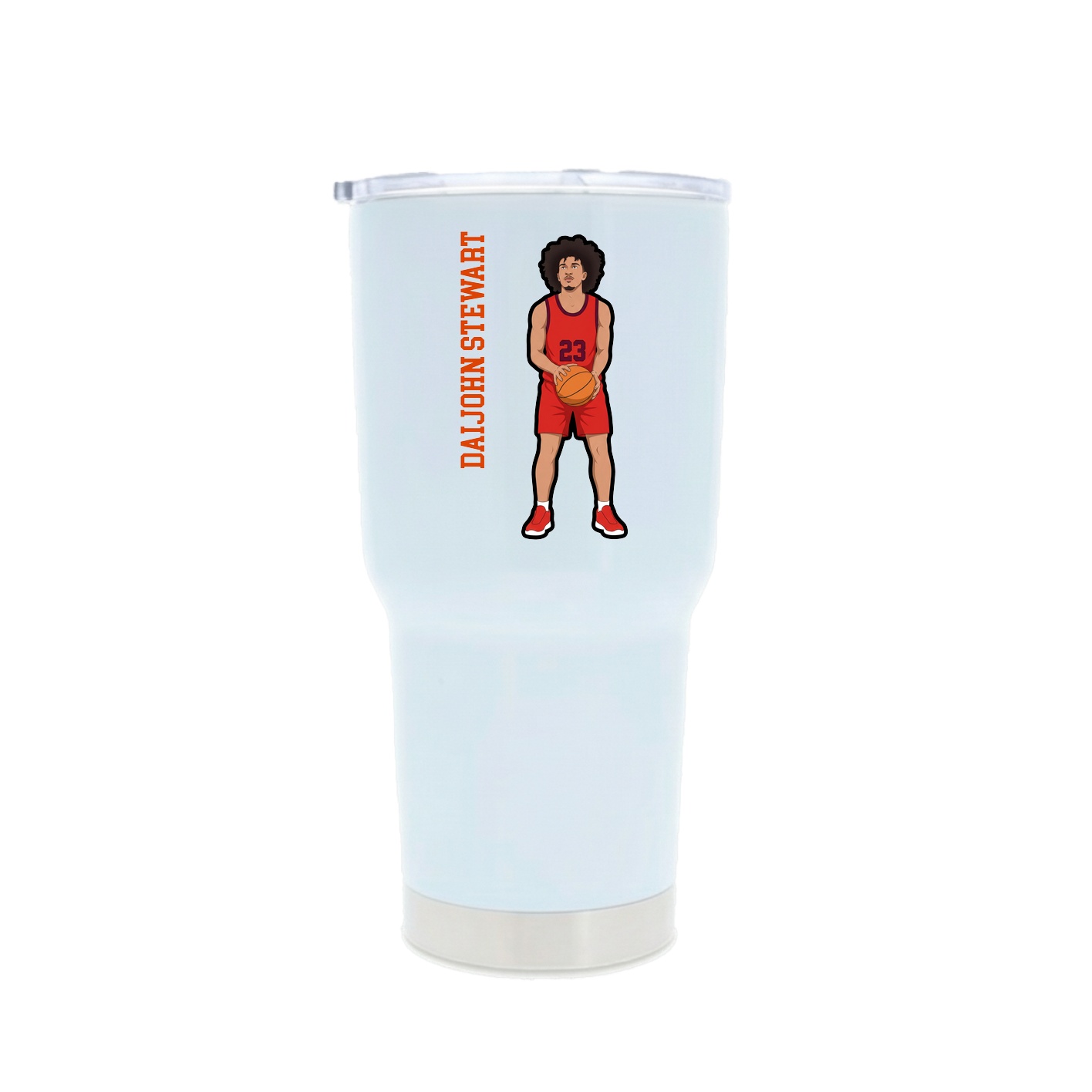 30oz Stainless Steel Tumbler — Name Vertical in White