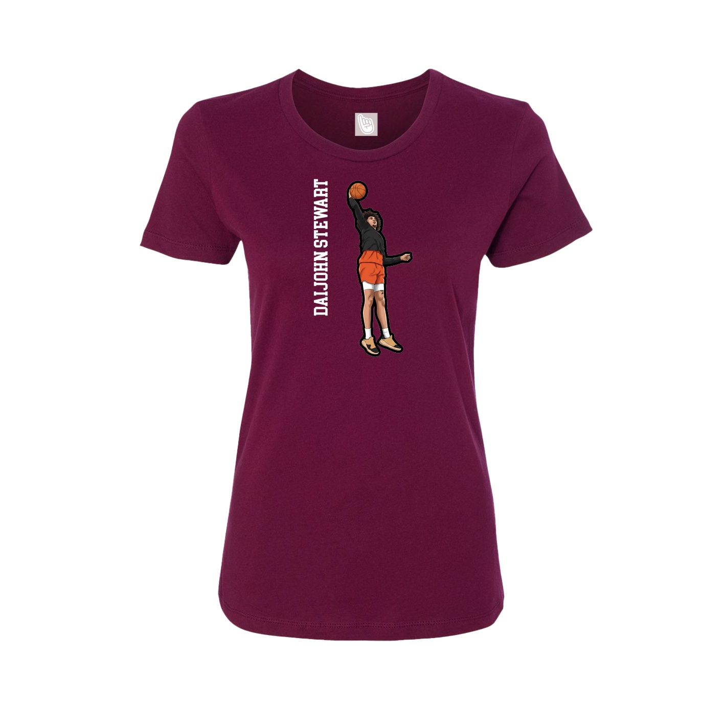 Fitted Women's Tee — Name Vertical in Maroon