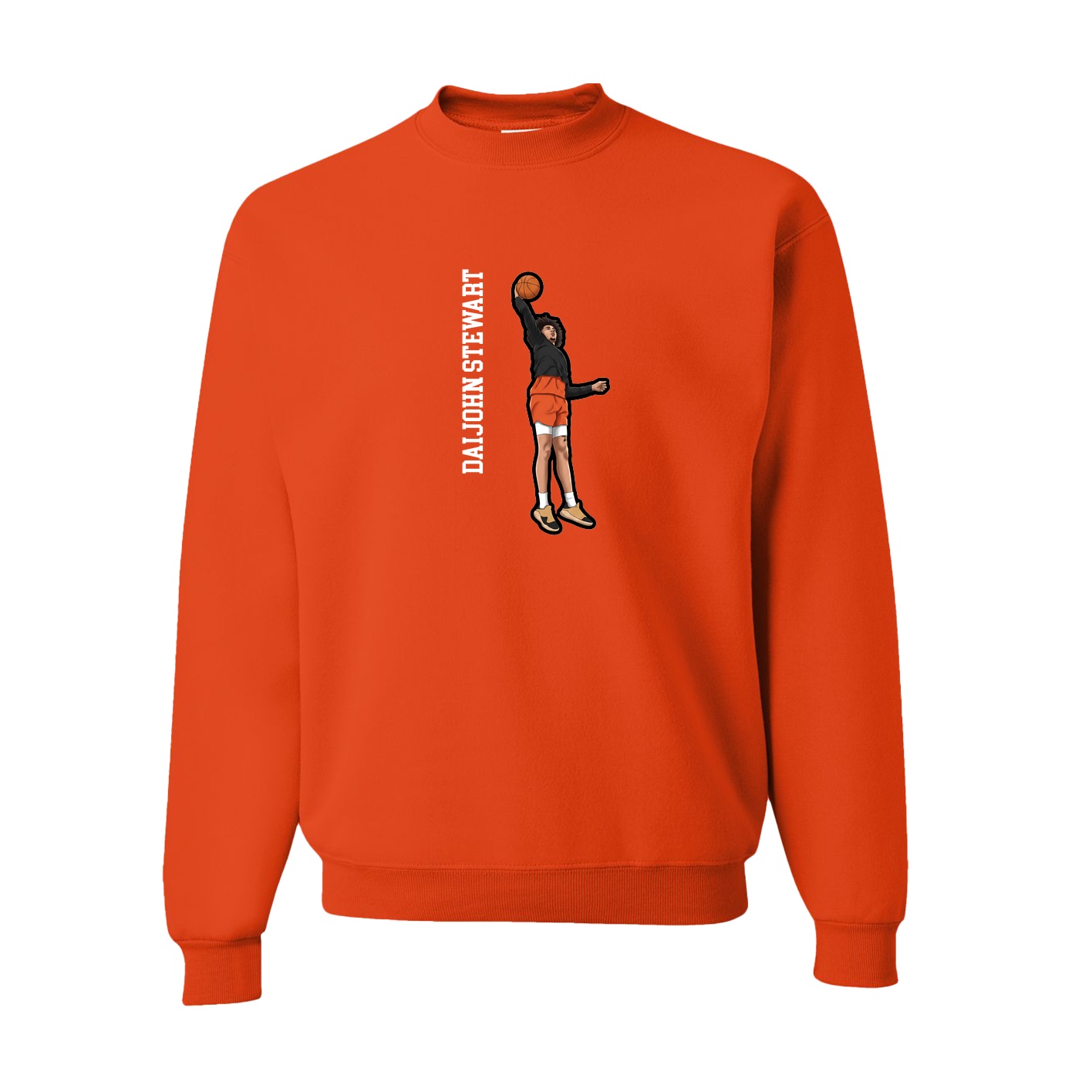 Fleece Crew — Name Vertical in Orange
