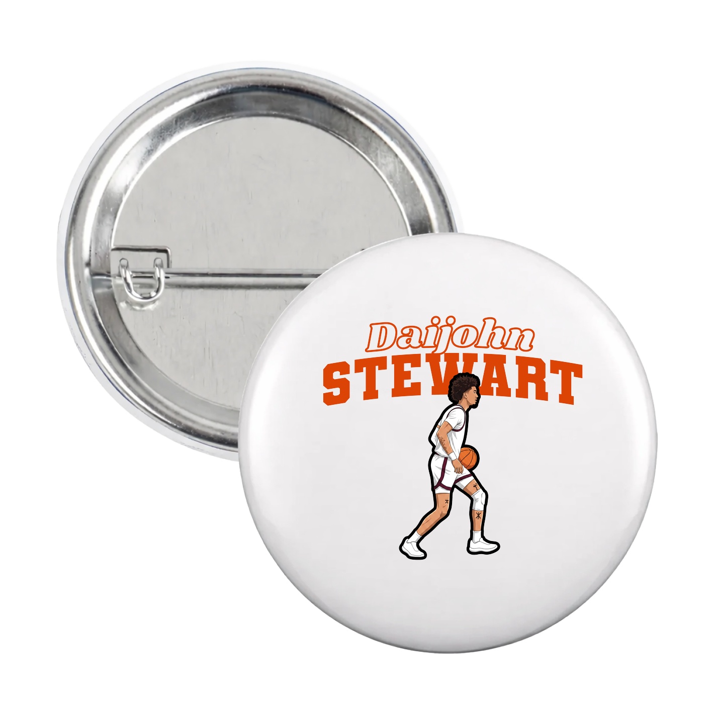 Game Day Button — Name Arch in White