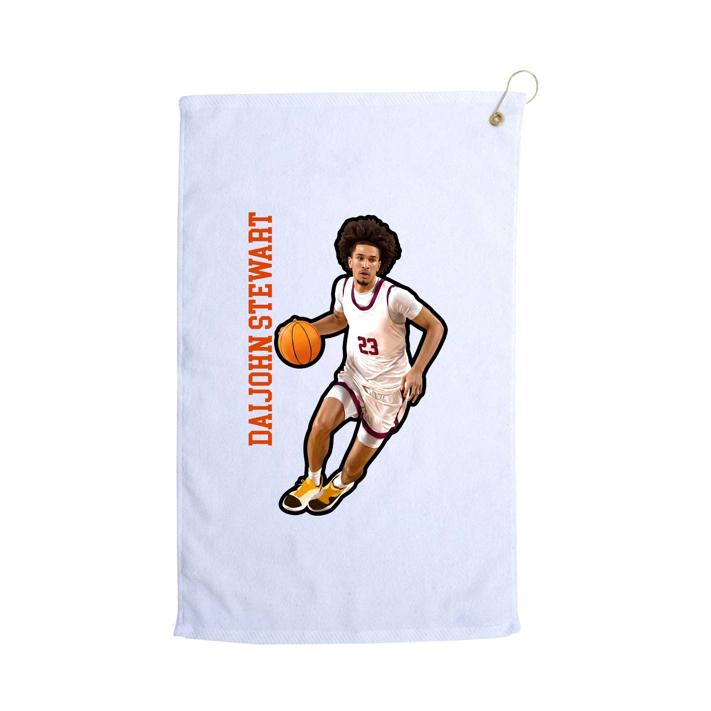 Golf Towel — Name Vertical in White