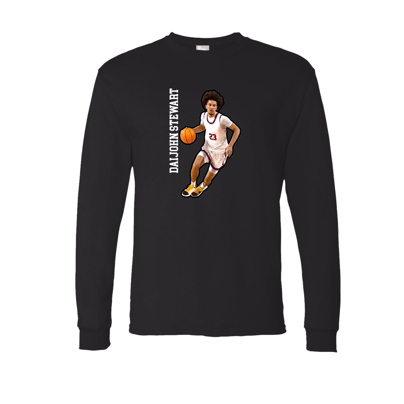 Long Sleeve Tee — Name Vertical in Black