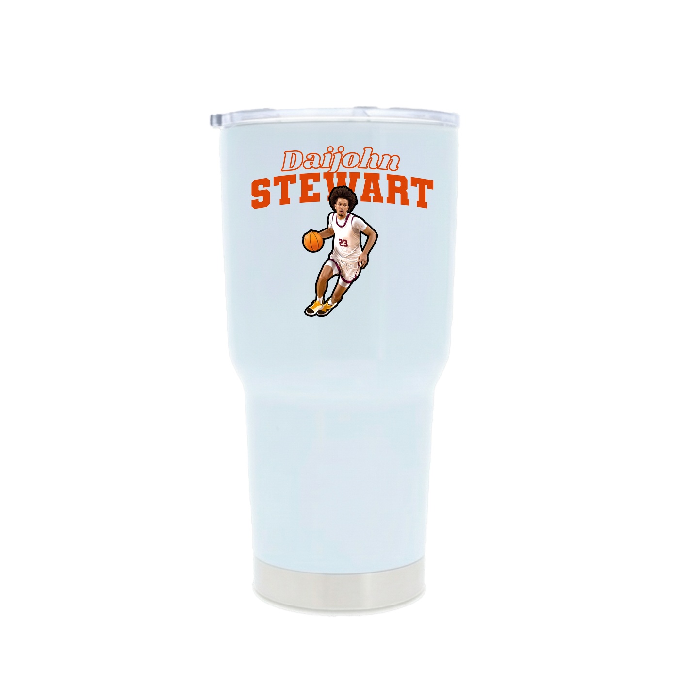 30oz Stainless Steel Tumbler — Name Arch in White