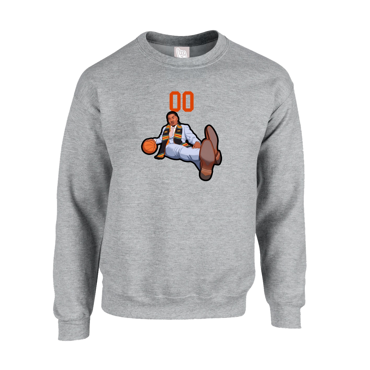 Fleece Crew — Number Top in Grey