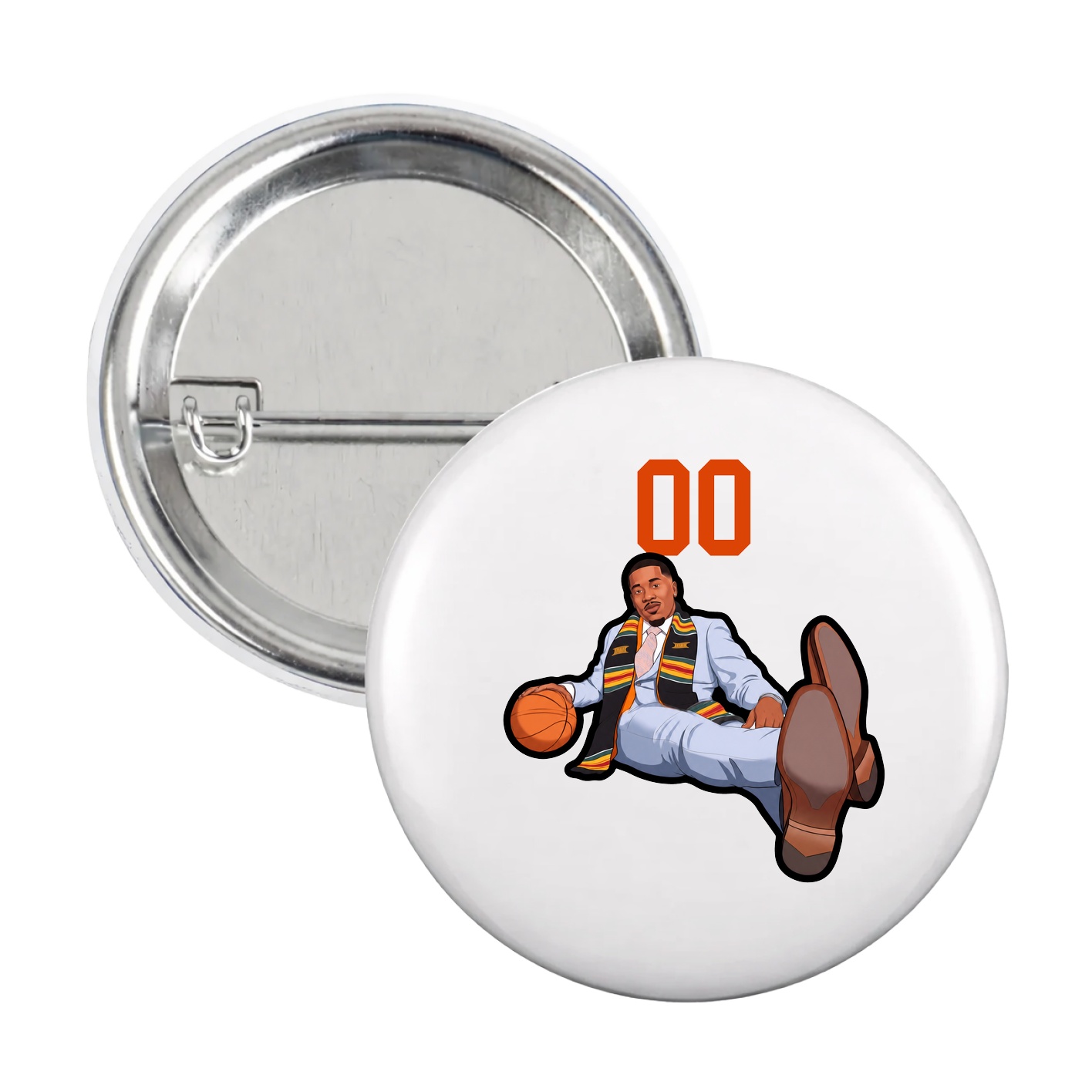 Game Day Button — Number Top in White