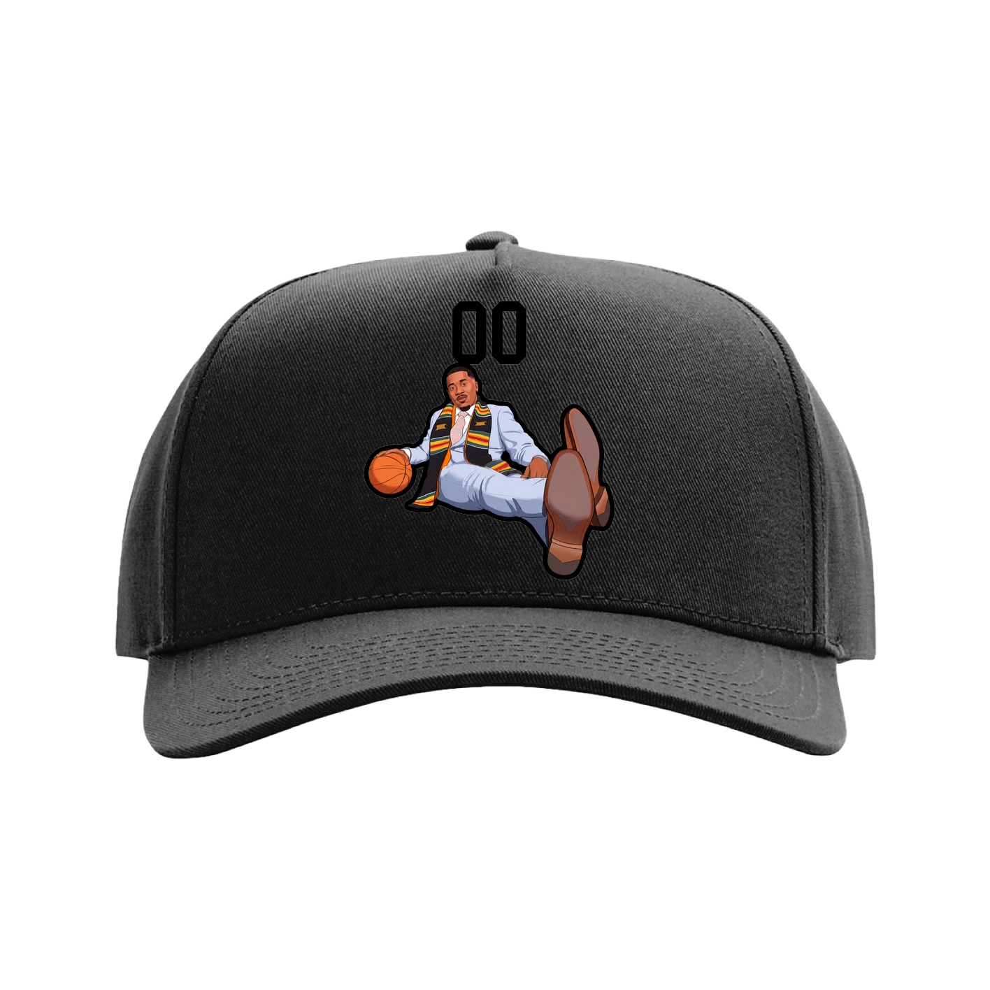 Full Fabric Five-Panel Champ Cap — Number Top in Black