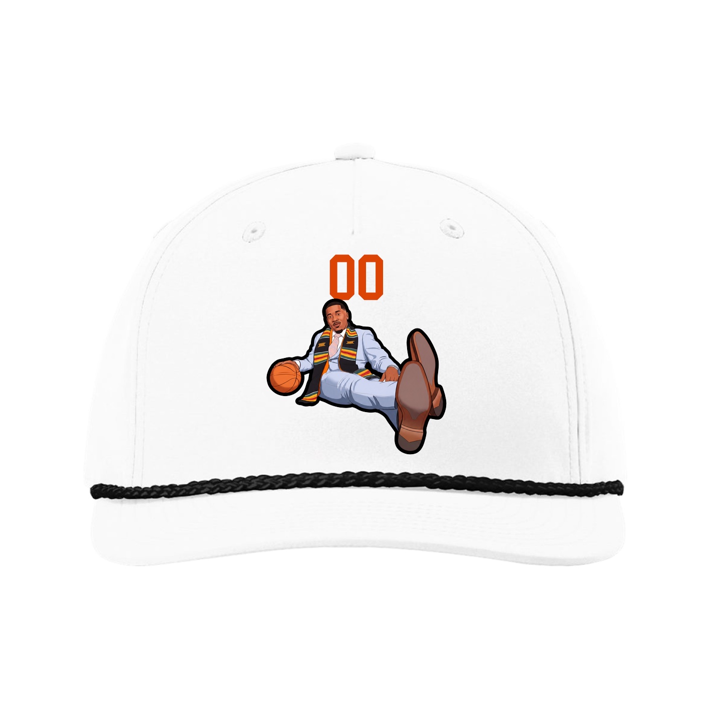 Five-Panel Classic Rope Cap — Number Top in White