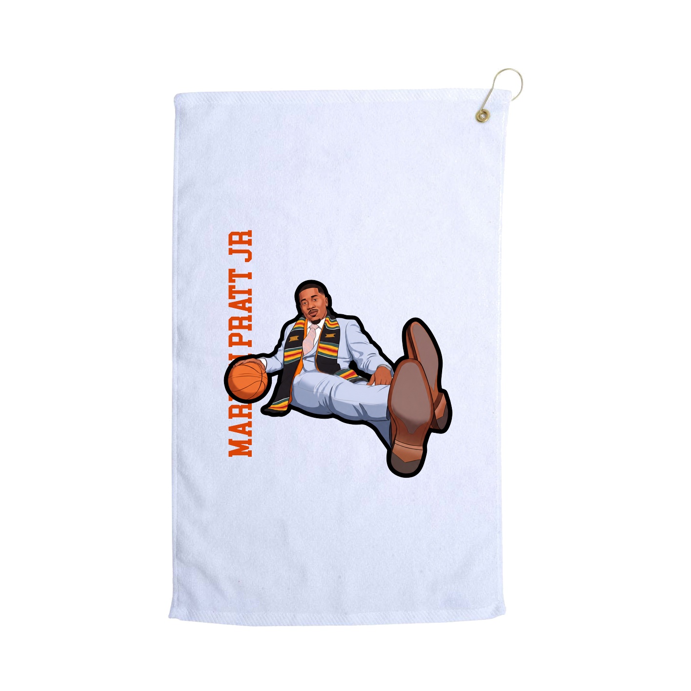 Golf Towel — Name Vertical in White