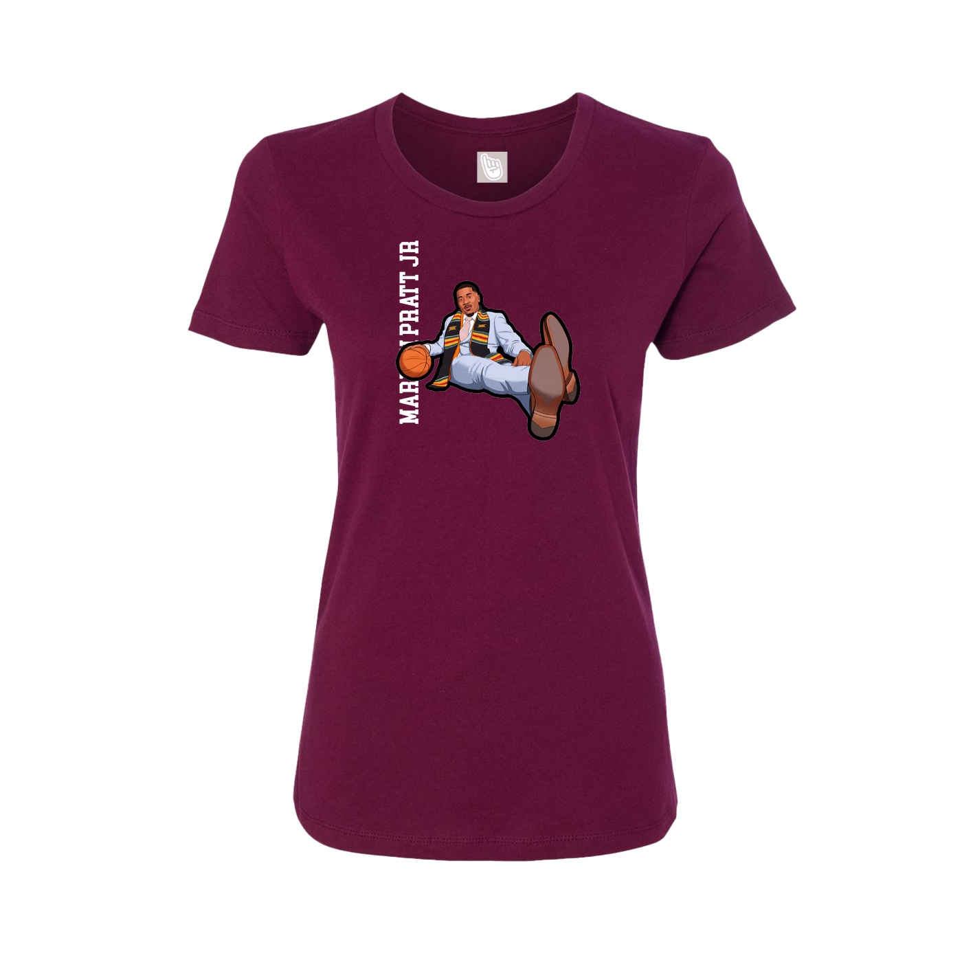 Fitted Women's Tee — Name Vertical in Maroon