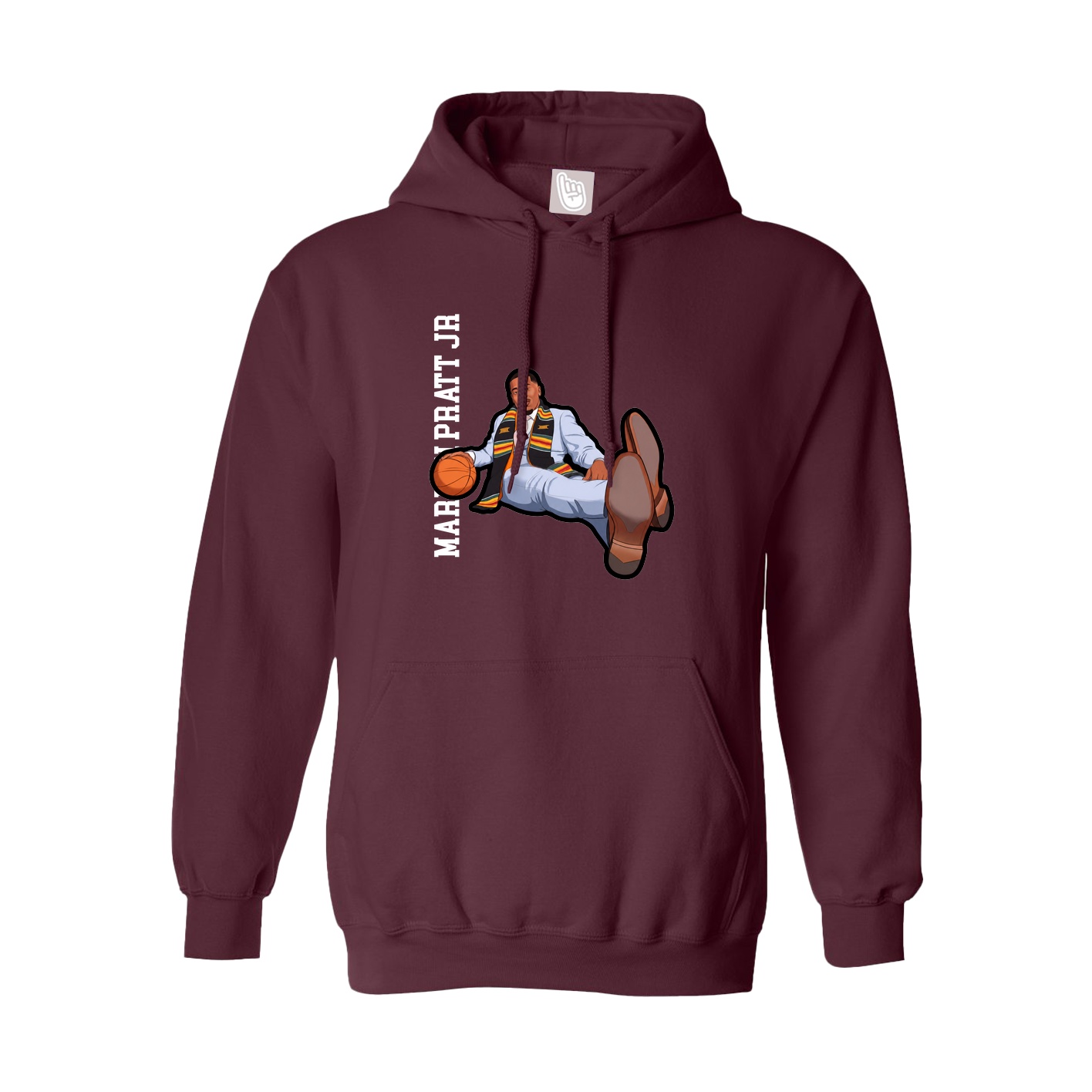Hoodie — Name Vertical in Maroon