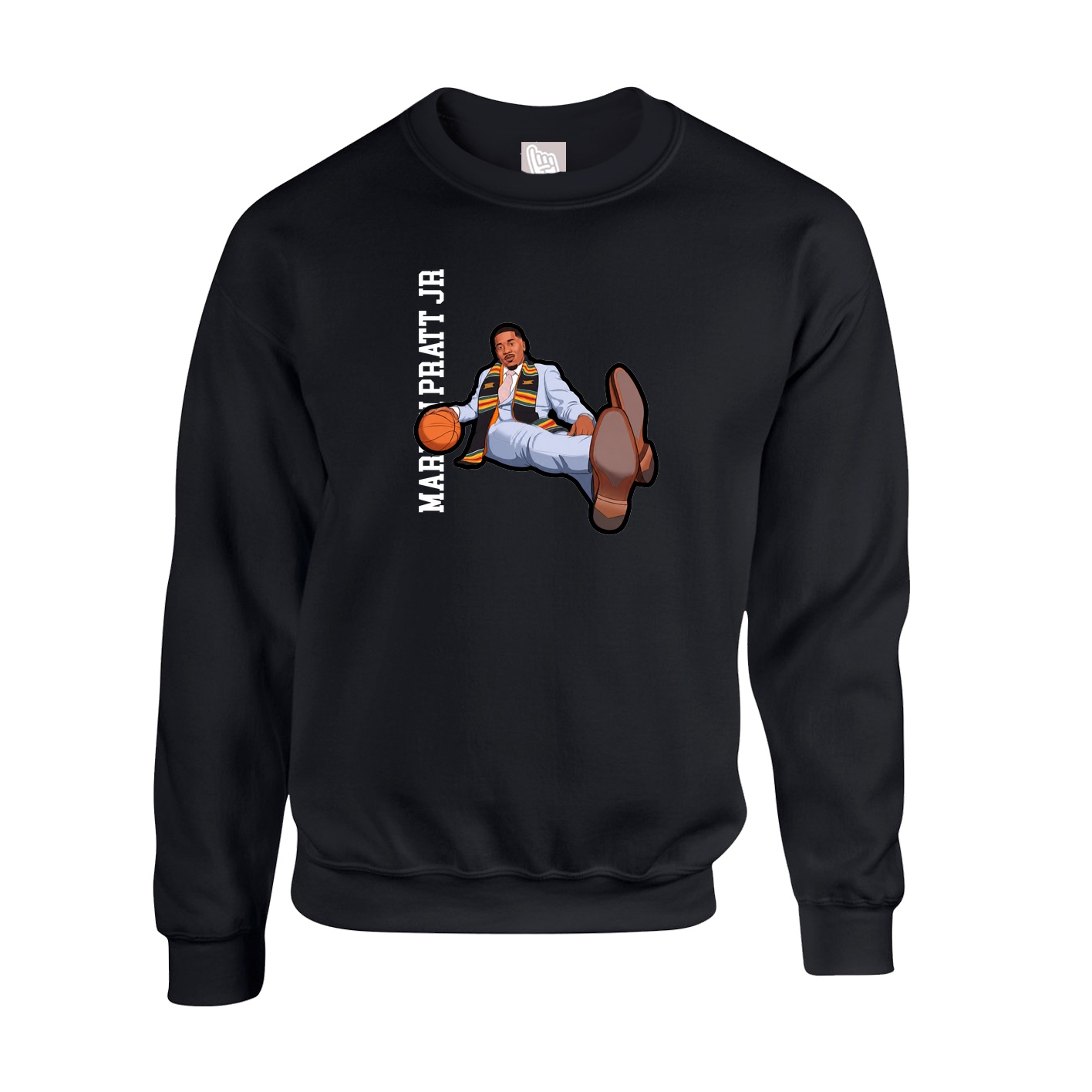 Fleece Crew — Name Vertical in Black