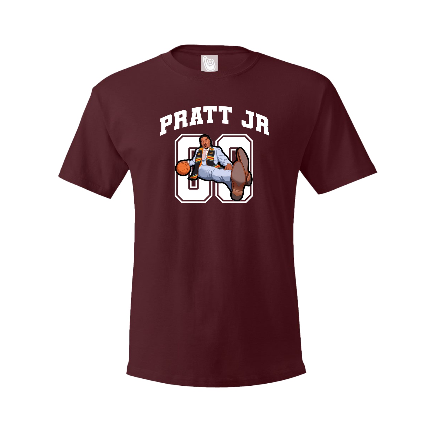 Youth Tee — Number in Maroon