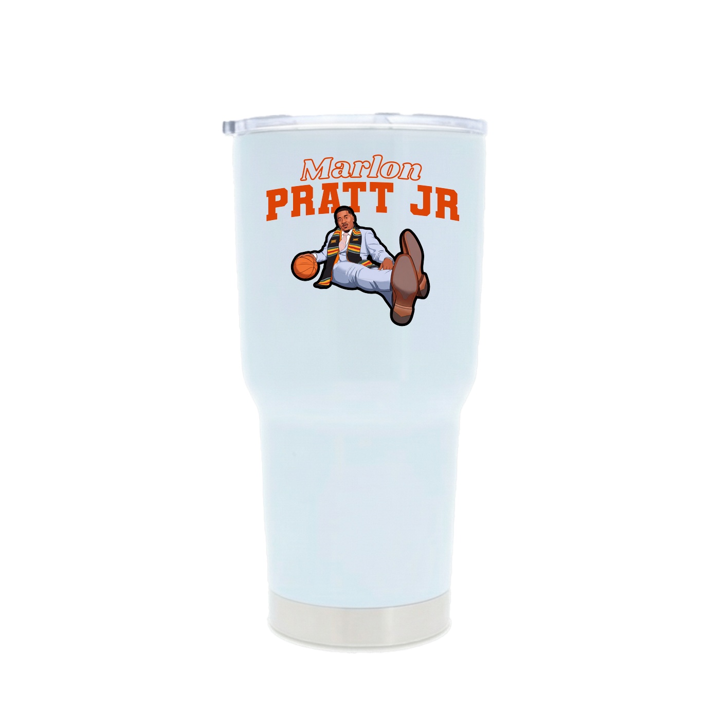 30oz Stainless Steel Tumbler — Name Arch in White