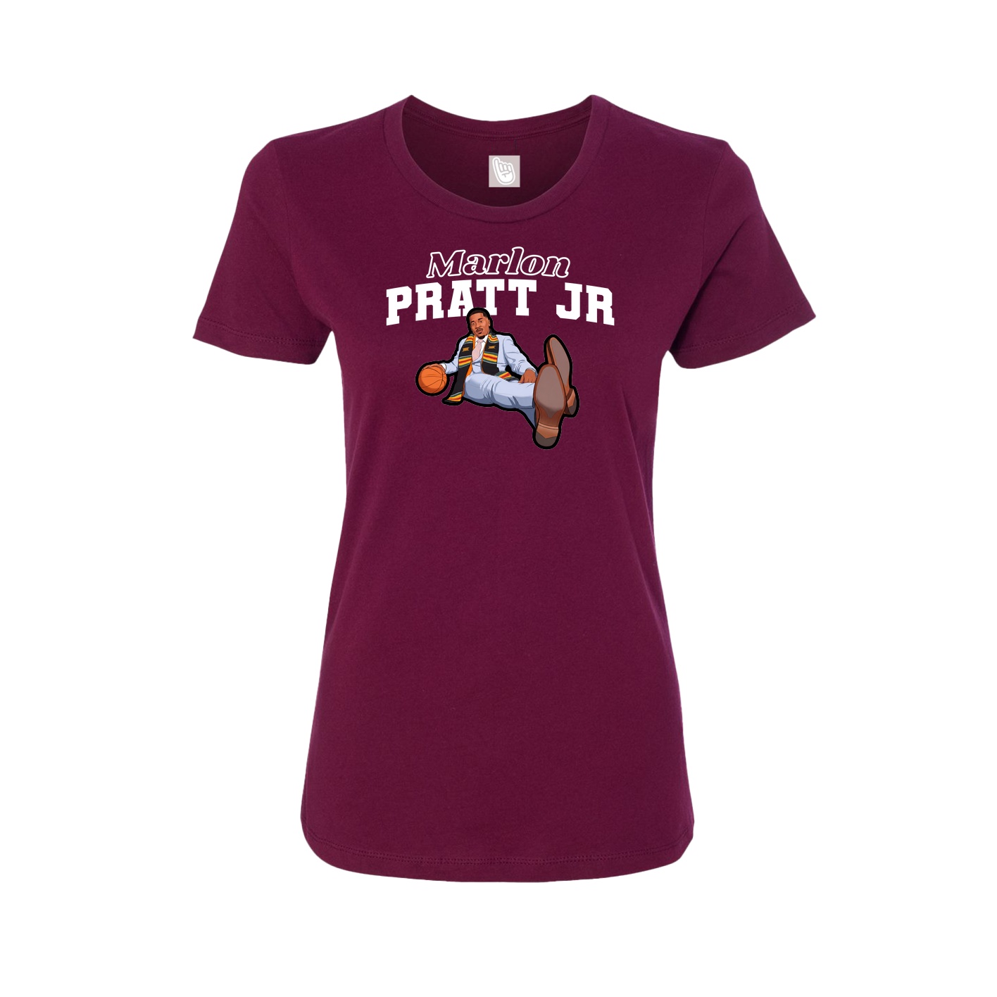 Fitted Women's Tee — Name Arch in Maroon