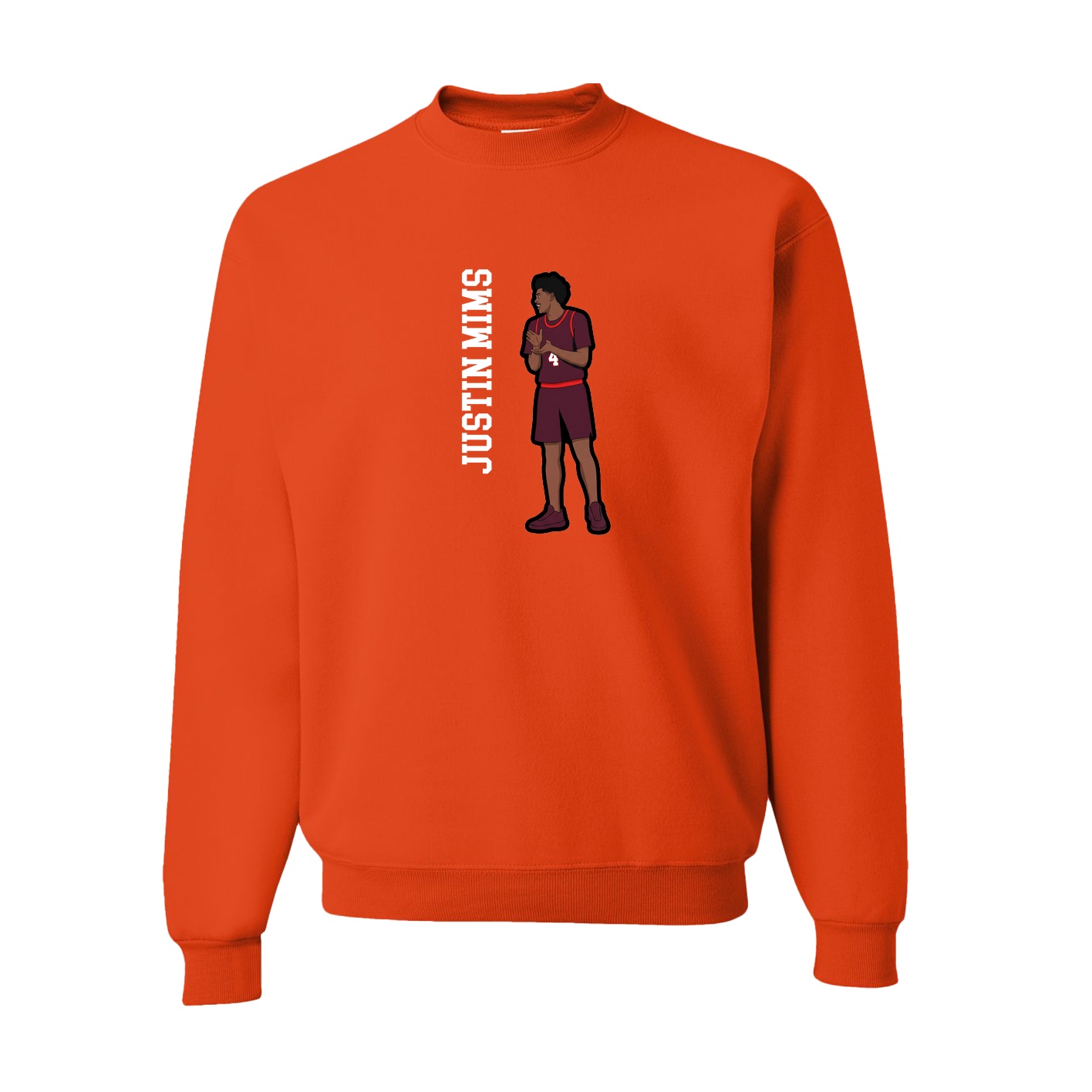 Fleece Crew — Name Vertical in Orange