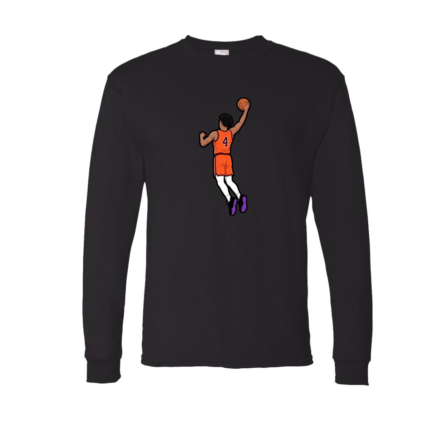 Long Sleeve Tee — Name Vertical in Black