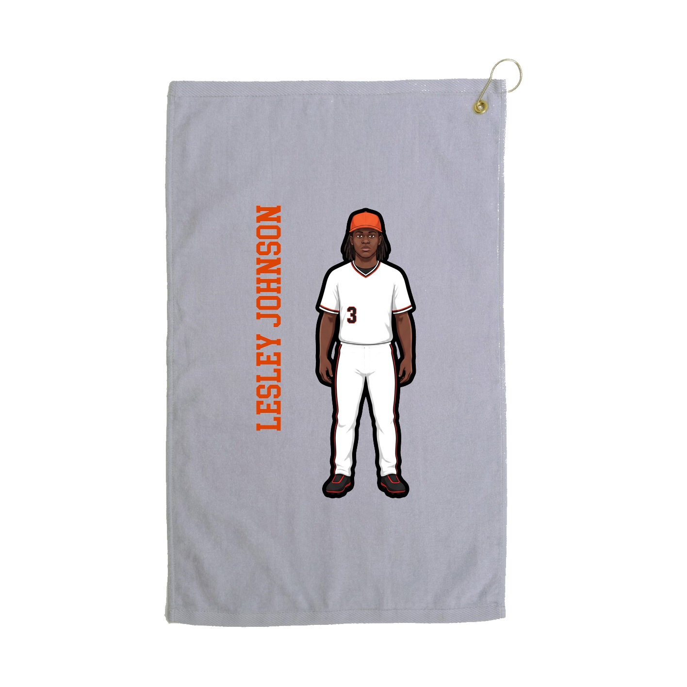 Golf Towel — Name Vertical in Grey