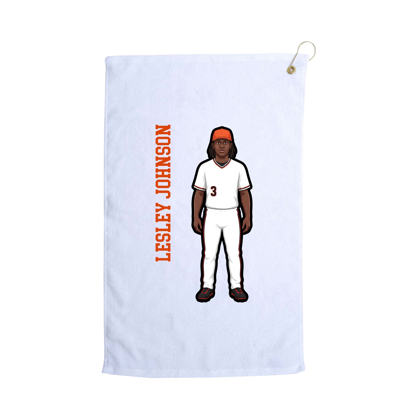 Golf Towel — Name Vertical in White