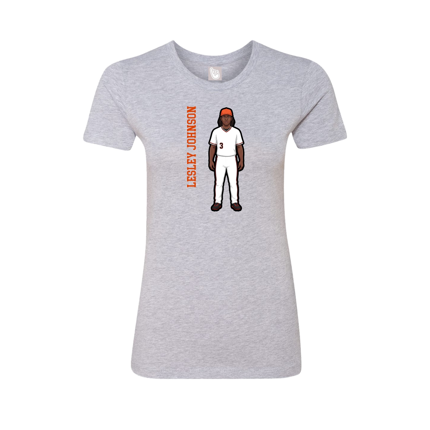 Fitted Women's Tee — Name Vertical in Grey