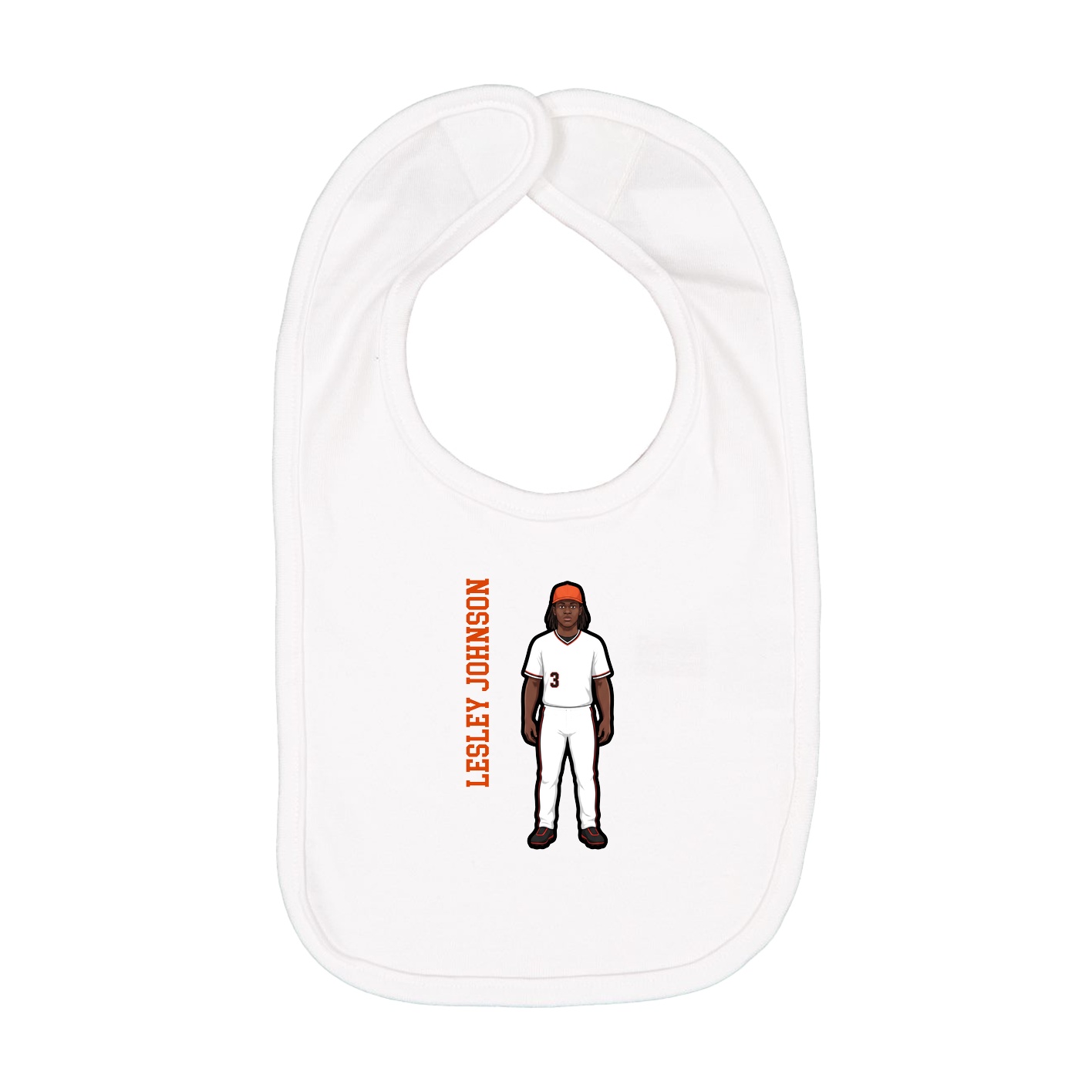 Infant Bib — Name Vertical in White