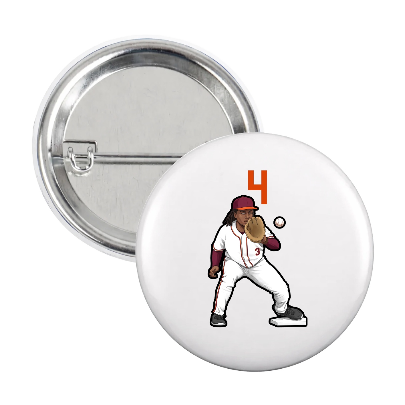 Game Day Button — Number Top in White