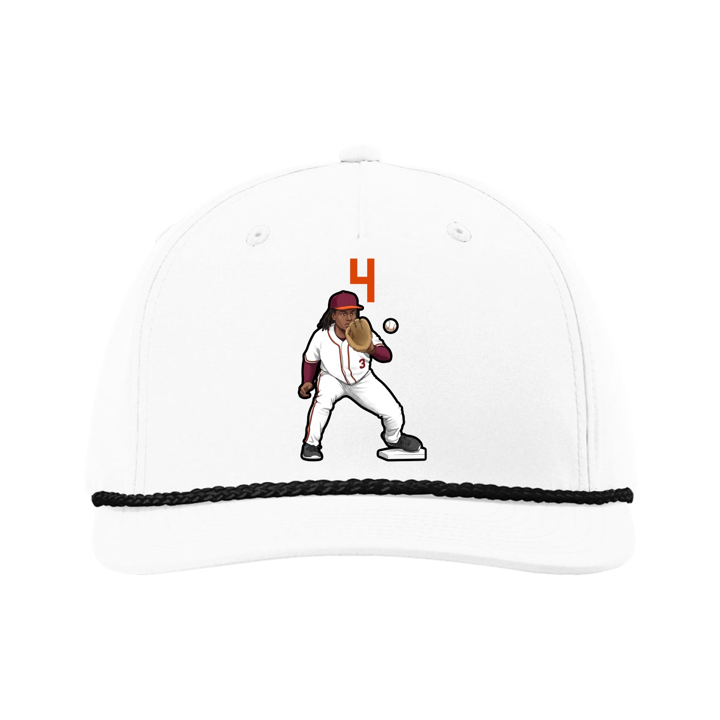 Five-Panel Classic Rope Cap — Number Top in White