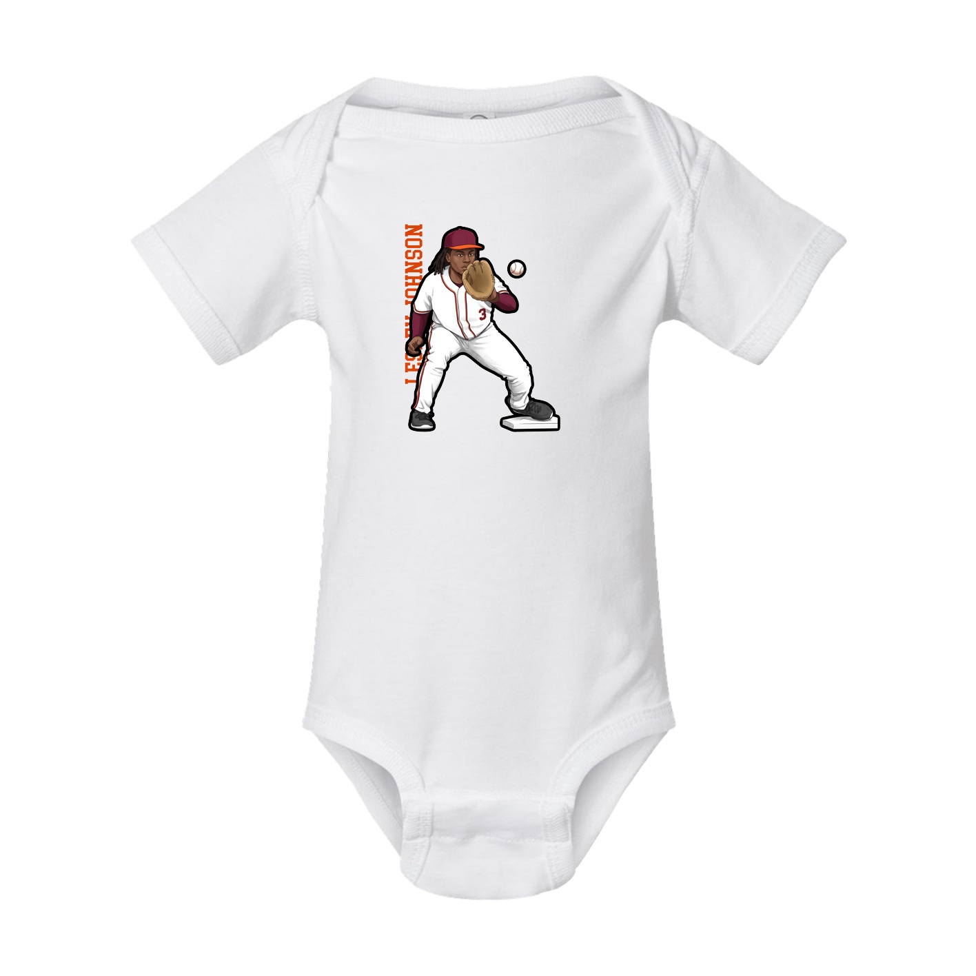 Baby Onesie — Name Vertical in White