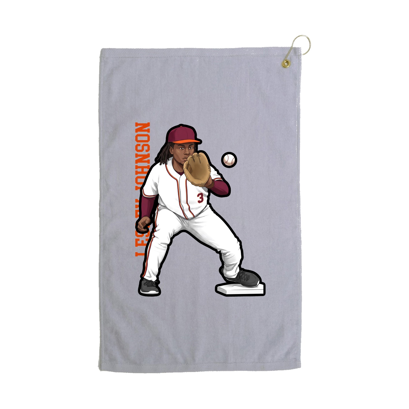 Golf Towel — Name Vertical in Grey
