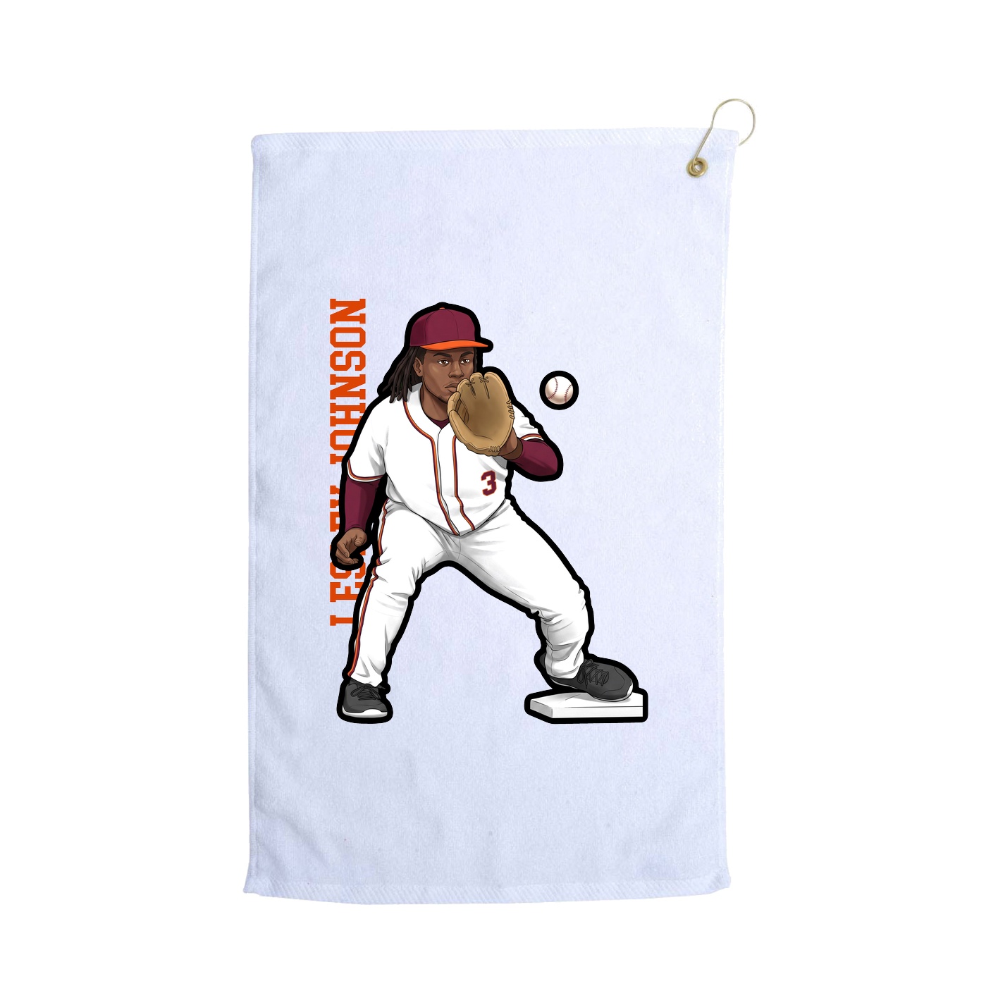Golf Towel — Name Vertical in White