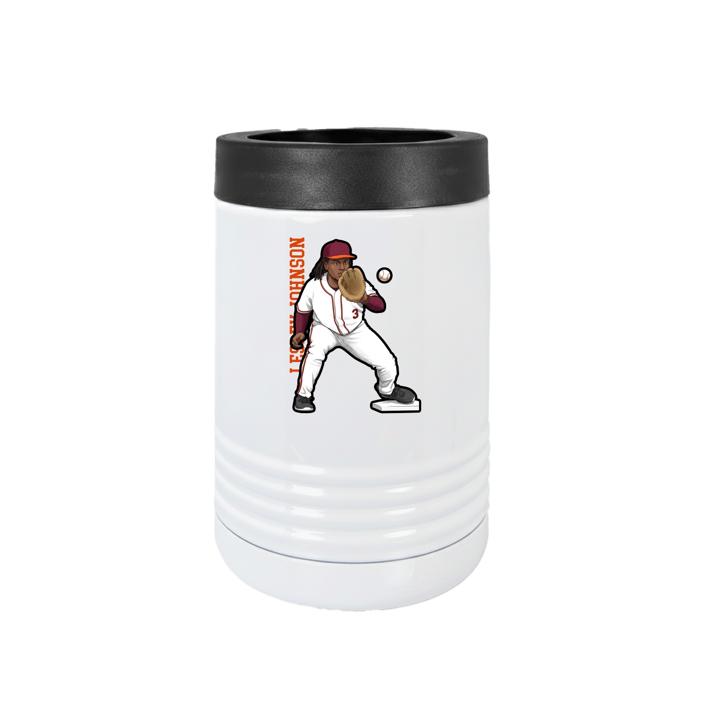 Beverage Holder — Name Vertical in White