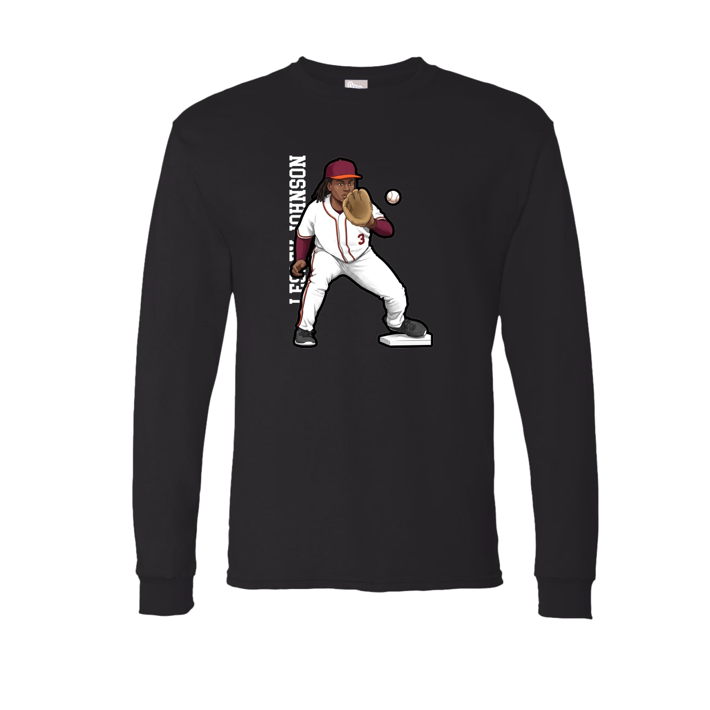 Long Sleeve Tee — Name Vertical in Black