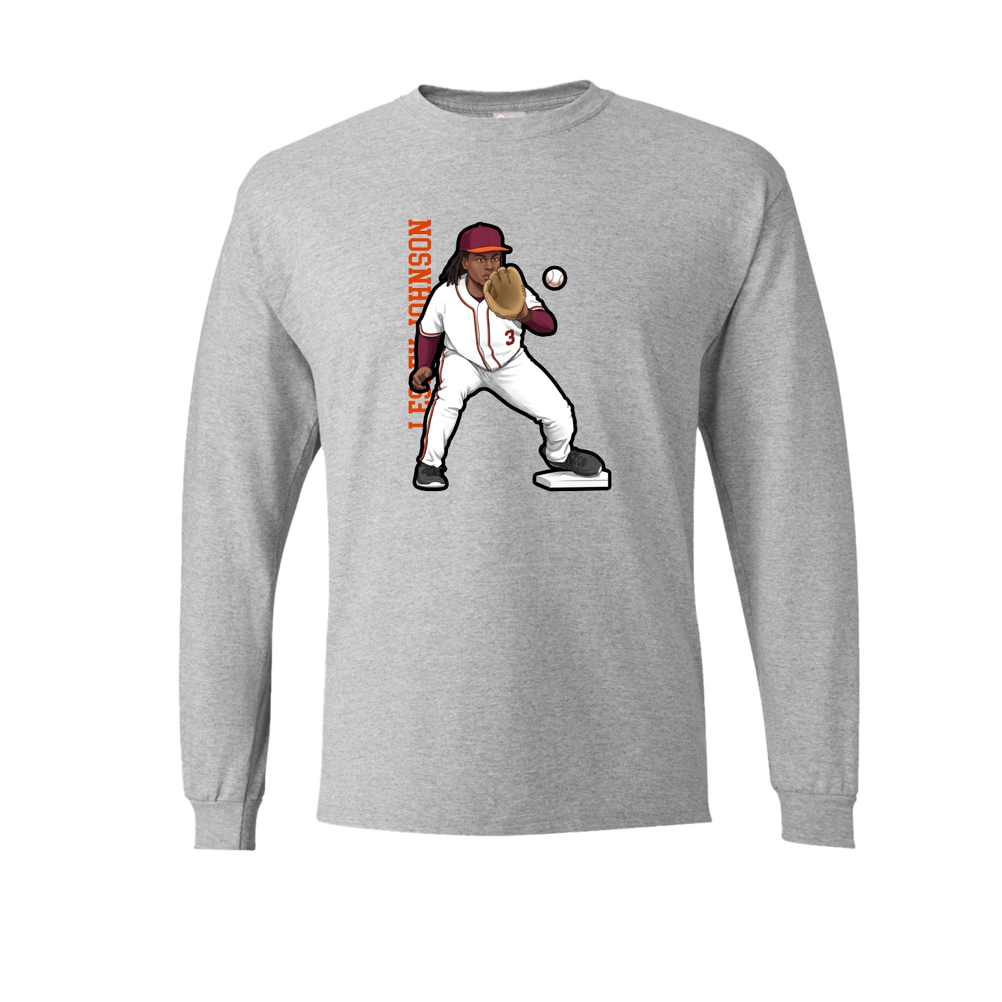 Long Sleeve Tee — Name Vertical in Grey