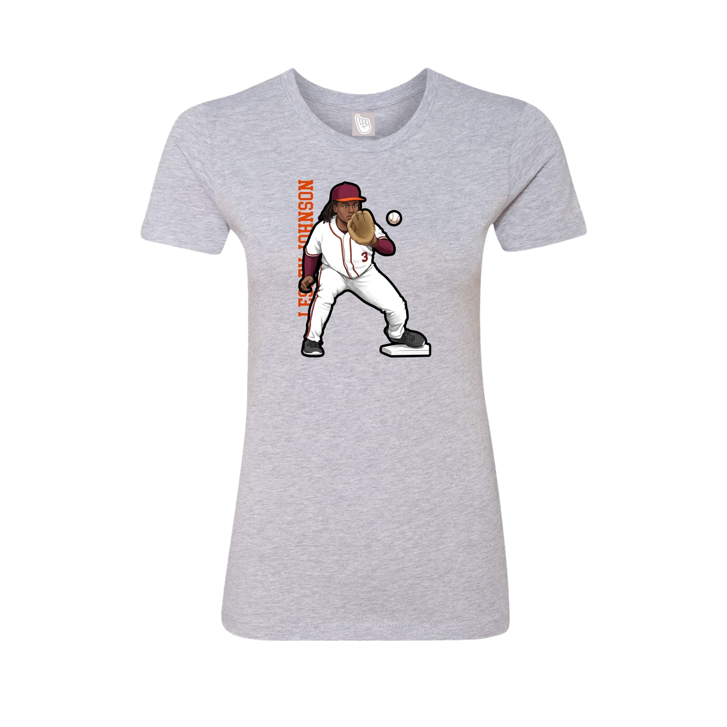 Womens Tee — Name Vertical in Grey