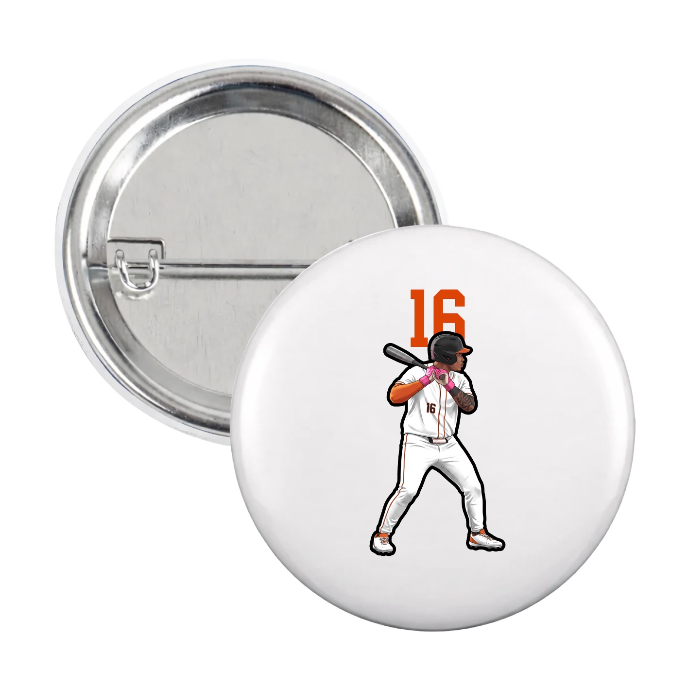 Game Day Button — Number Top in White
