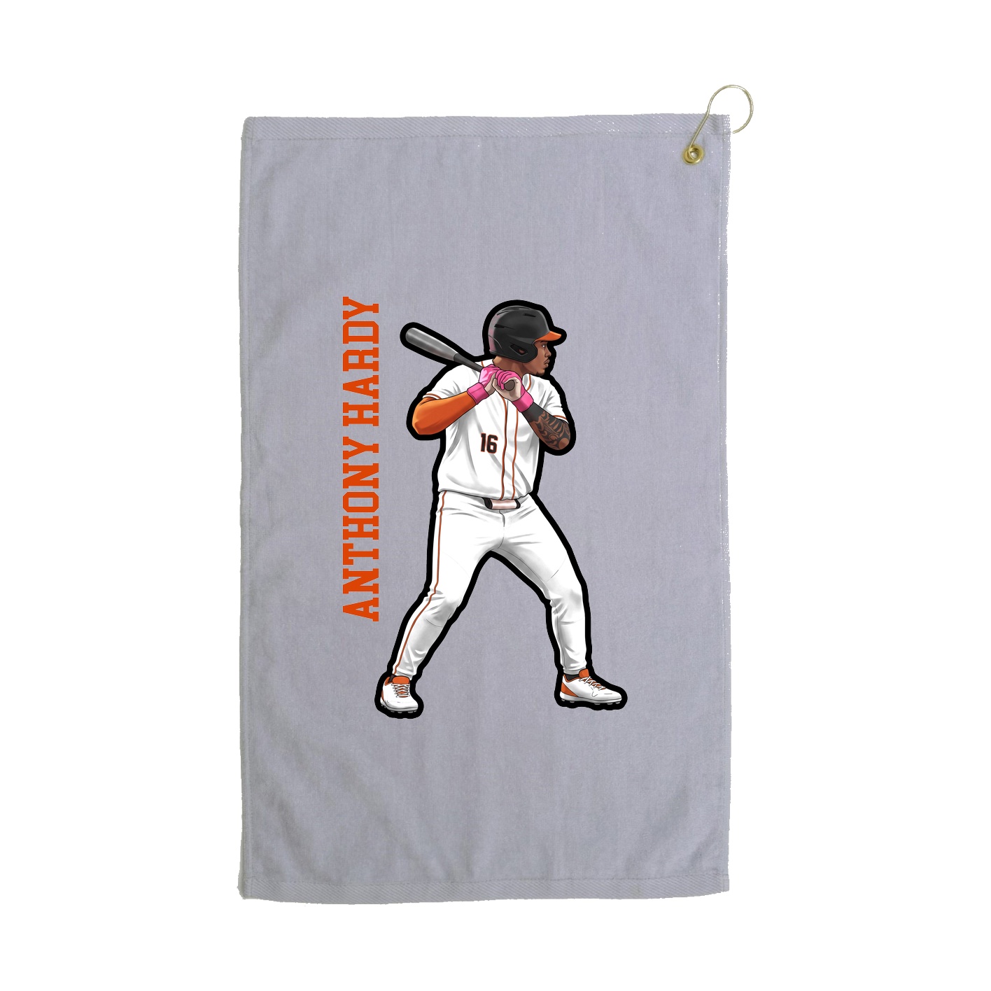 Golf Towel — Name Vertical in Grey