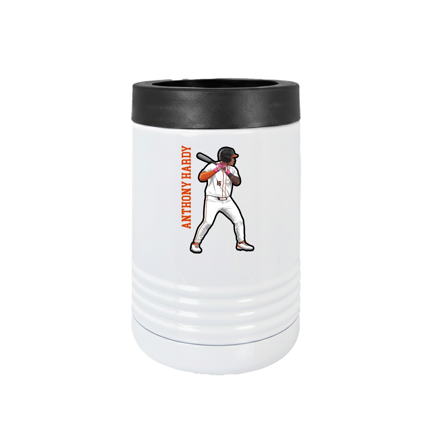 Beverage Holder — Name Vertical in White