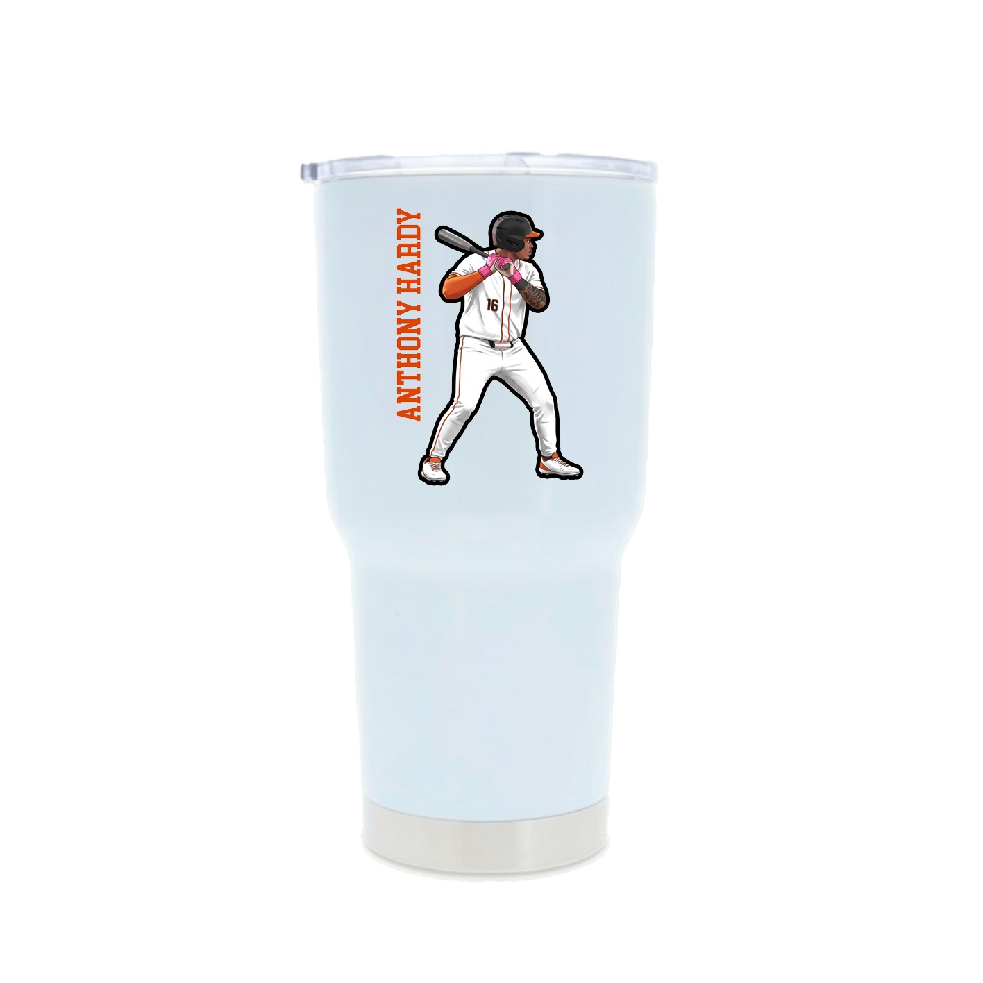 30oz Stainless Steel Tumbler — Name Vertical in White