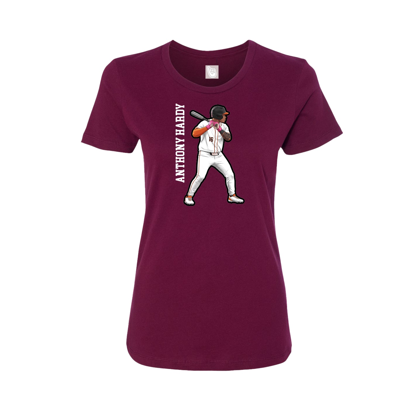 Fitted Women's Tee — Name Vertical in Maroon