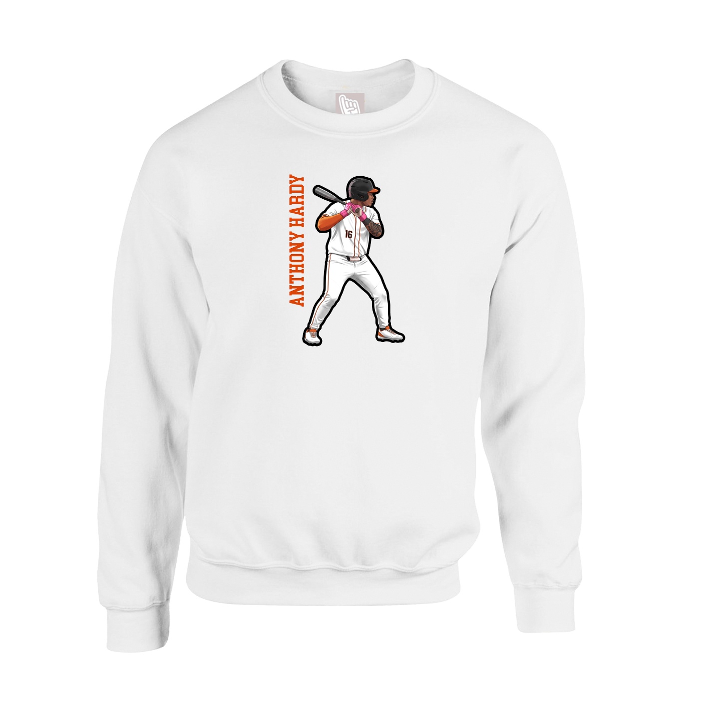 Fleece Crew — Name Vertical in White