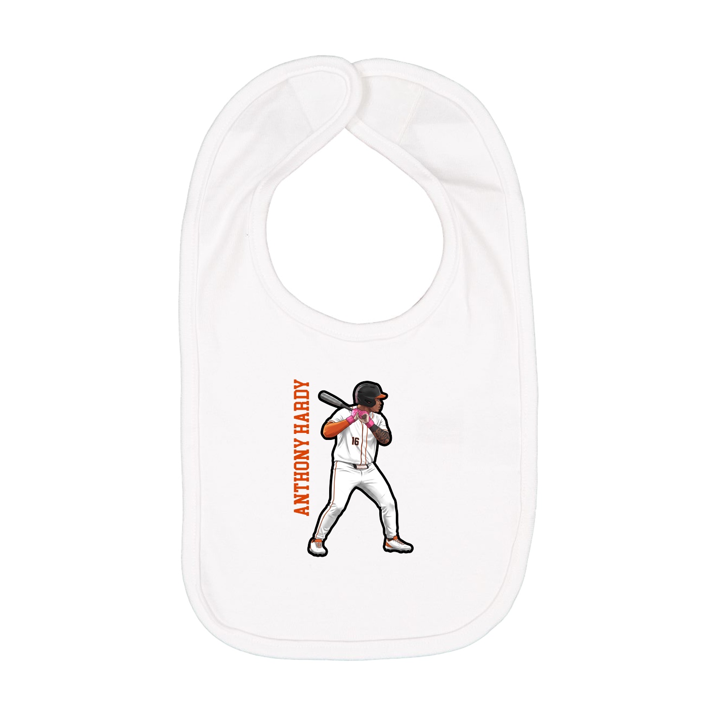 Infant Bib — Name Vertical in White