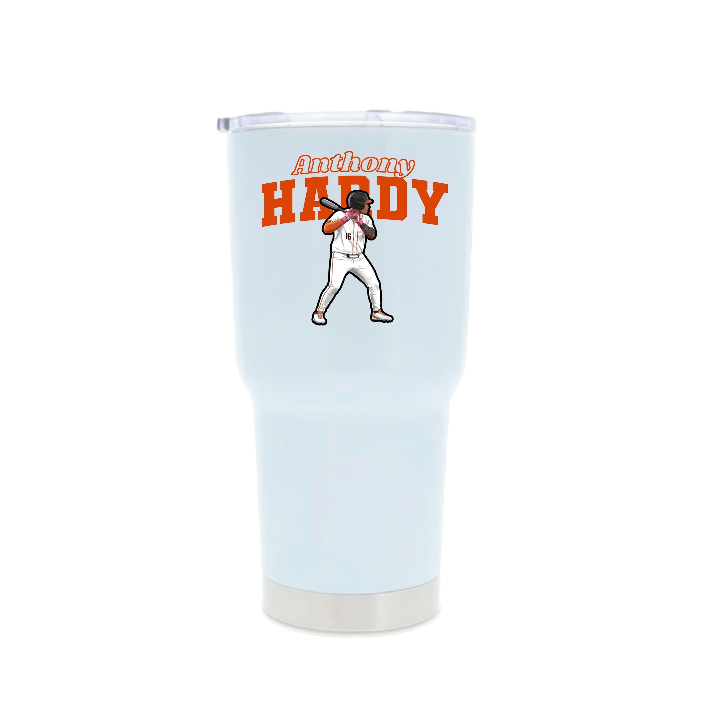 30oz Stainless Steel Tumbler — Name Arch in White